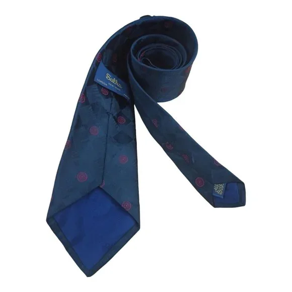SULKA Blue Geometric Silk Tie FRANCE 58/ 3.4 EC